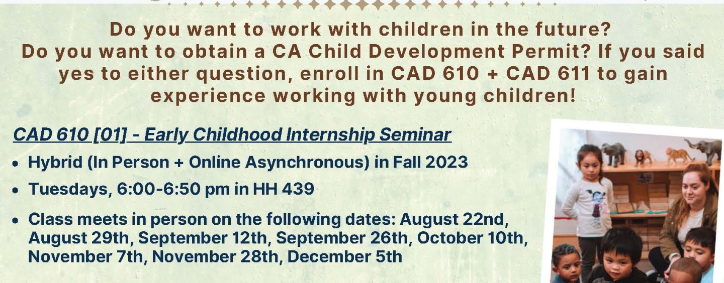 Photo of flyer for CAD 610 + 611 EC Internship courses in fall 2023