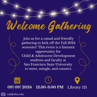 Flyer for CAD Welcome Gathering Flyer on 09.09.2024 in Library 121 from 12:30-3pm